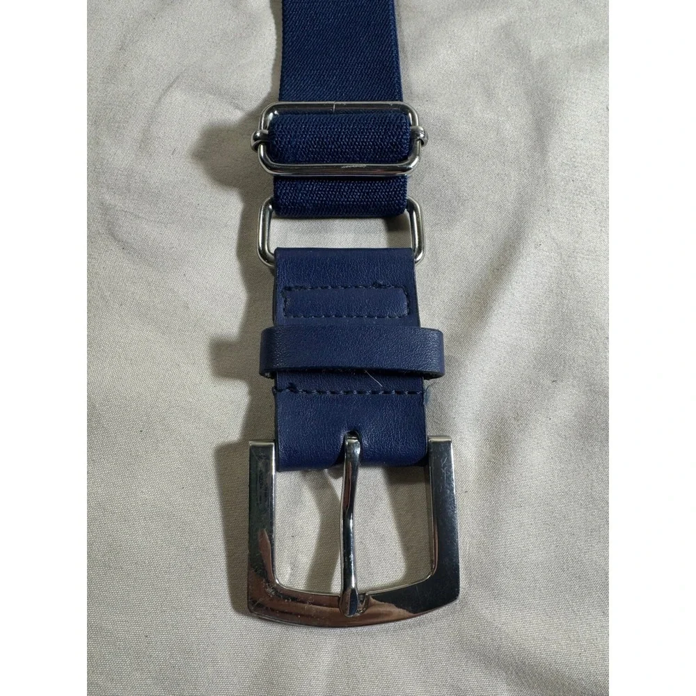 Nike Baseball Softball Belt Navy Blue Elastic Adjustable Silver Buckle Swoosh